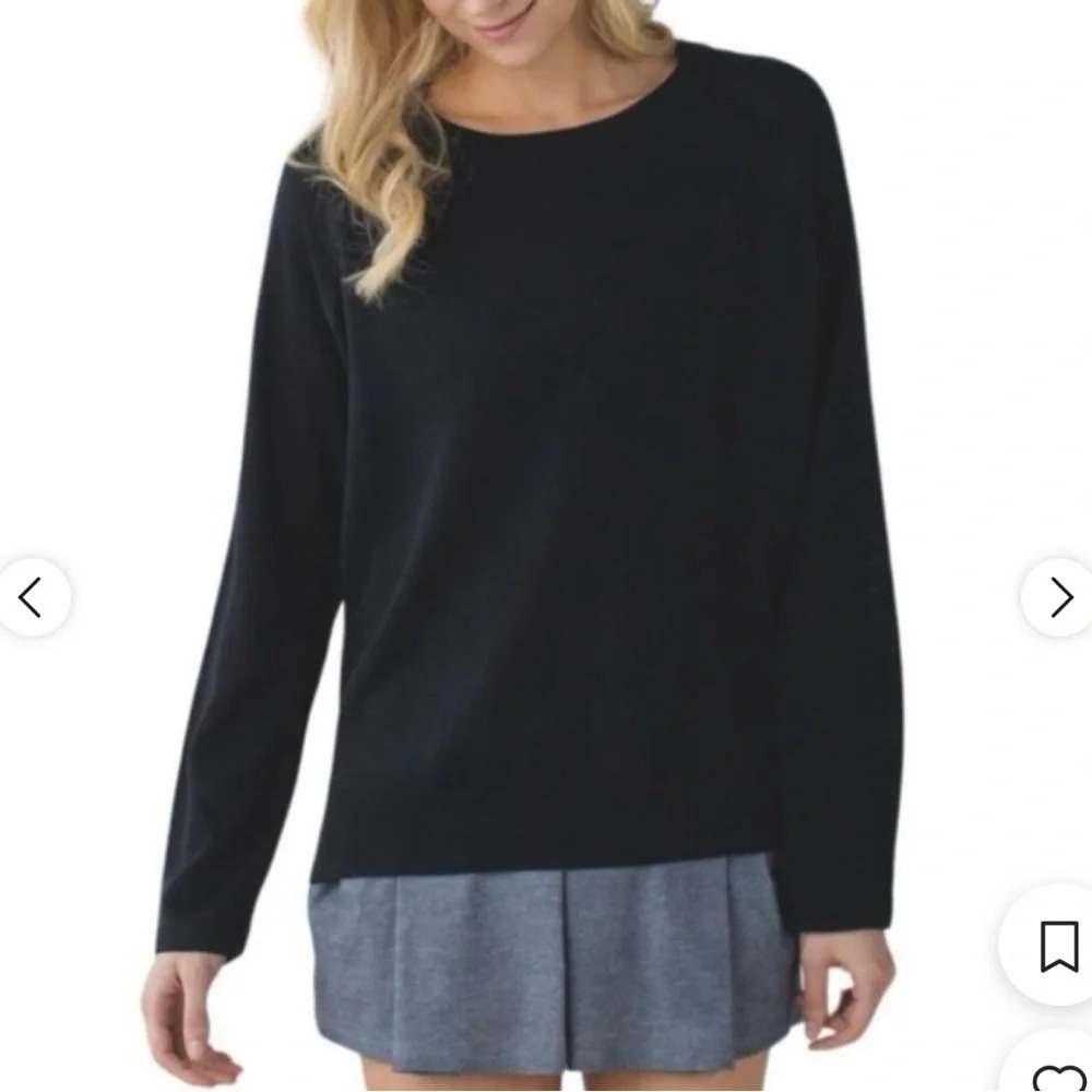 Lululemon Black Post Savasana Hi-Low Pullover Cashmere Blend Sweater Size 6